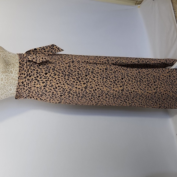 LEITH Nordstrom Animal Print Wide Leg Tie Front Crop High Rise Waist Pants 3X - Picture 6 of 15